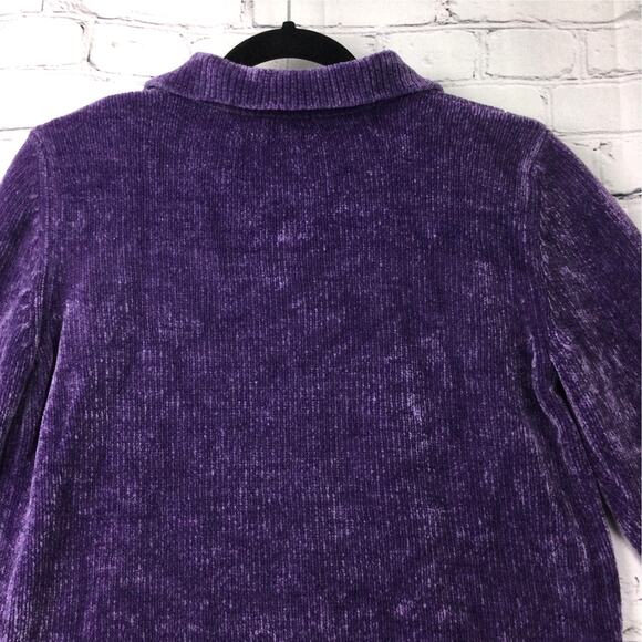 Alfred Dunner Women's Petite Grandmacore Embroidered Pullover Purple Sweater PL - Picture 9 of 13